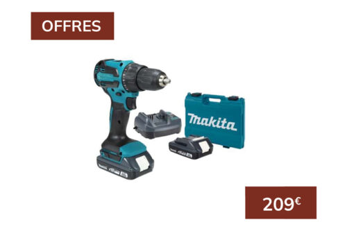 Perceuse-visseuse à percussion 18V Li-Ion 2Ah + 2 batteries + chargeur – MAKITA