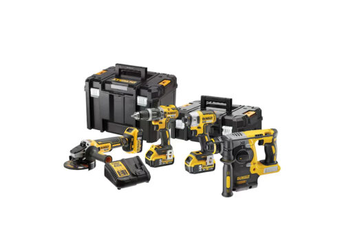 Kit 4 outils XR 18V : meuleuse, perforateur SDS-Plus DCH273, perceuse-visseuse percussion DCD796, visseuse à chocs DCF887 + 3 batteries et chargeur